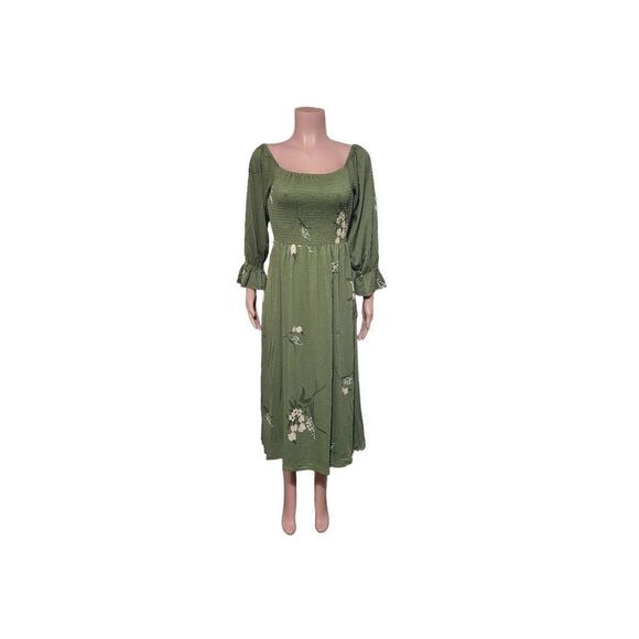 Sugar+L!ps women's floral square neck 3/4 sleeve bodice smock midi dress L, M,S, - Picture 1 of 6